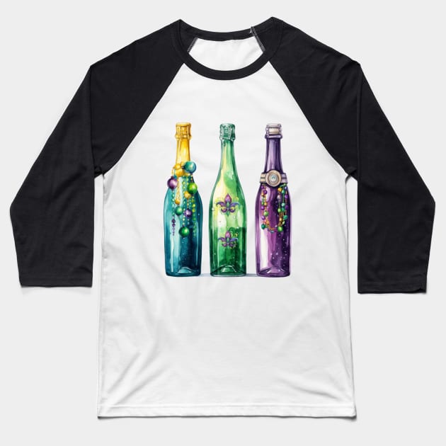 Mardi Gras Bottles and Beads Baseball T-Shirt by mw1designsart